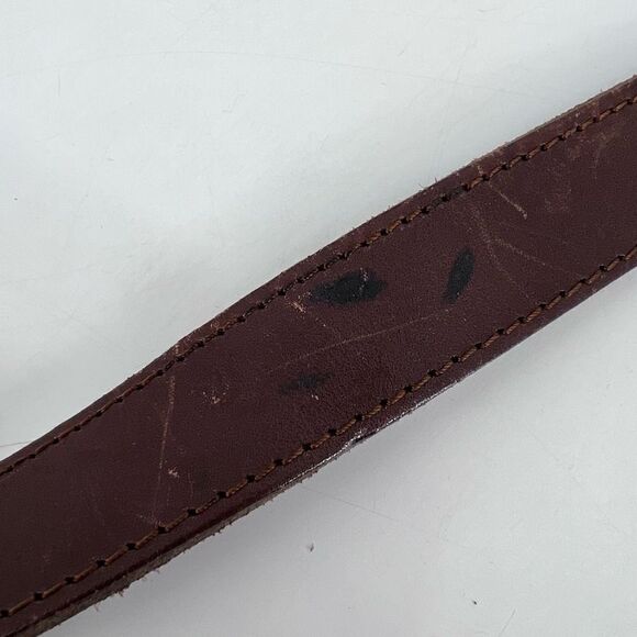 Vintage Women's Real Leather Stitch Point Adjustable Buckle Belt Brown One Size - Picture 8 of 10